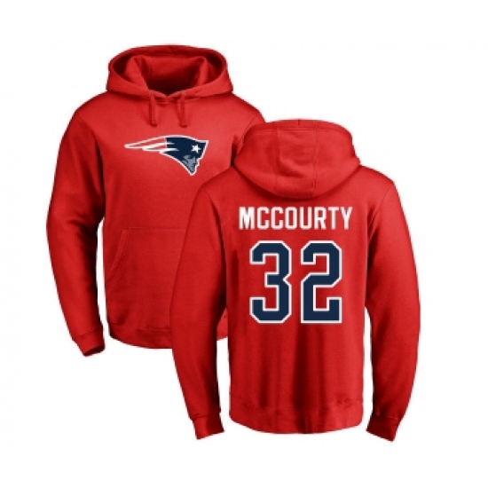 Football New England Patriots #32 Devin McCourty Red Name & Number Logo Pullover Hoodie