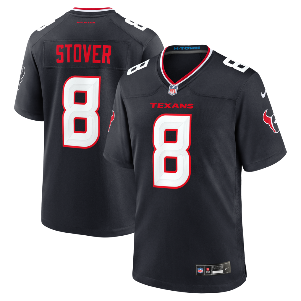 Men's Houston Texans Cade Stover Nike Navy Team Game Jersey