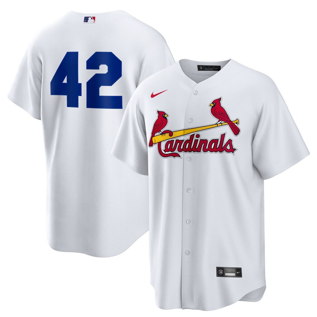 Men's St. Louis Cardinals Nike White Home  2025 Jackie Robinson Day Replica Jersey