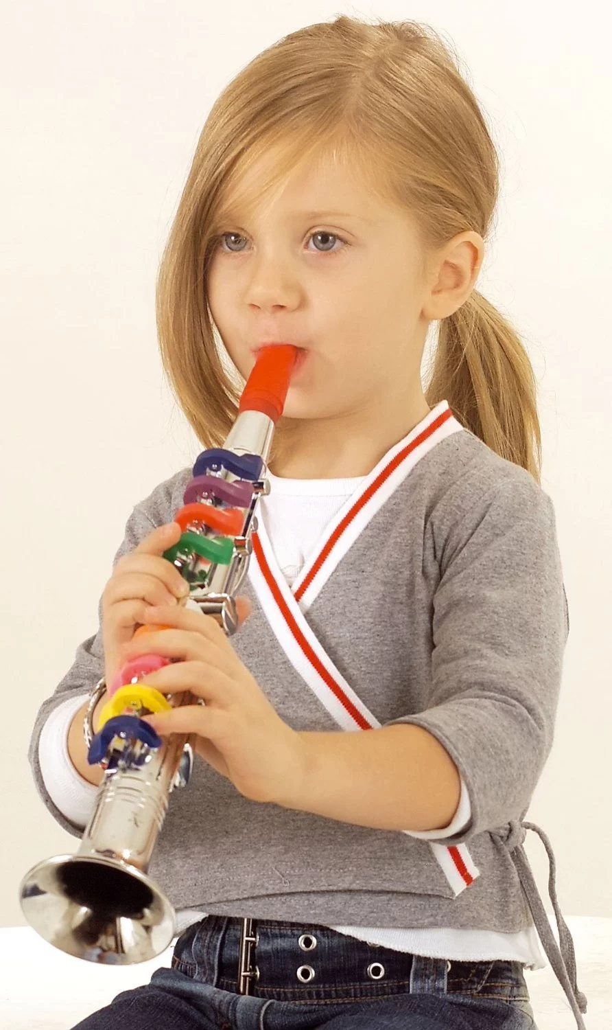 Click N' Play Clarinet with 8 Colored Keys, Metallic Silver - Curated Treasures Market