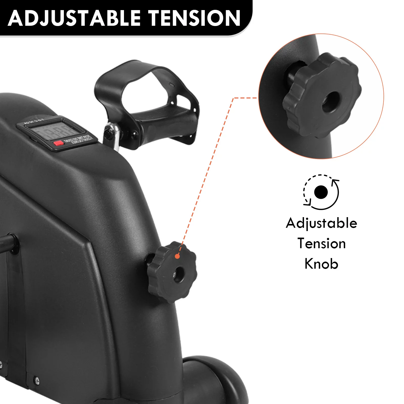 Mini Indoor Pedal Exerciser Cycle Bike Leg Arm Desk w/LCD Display Fitness Portable Pedal Stationary Bike Home Exercise Black