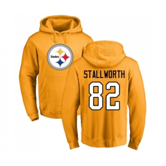 Football Pittsburgh Steelers #82 John Stallworth Gold Name & Number Logo Pullover Hoodie