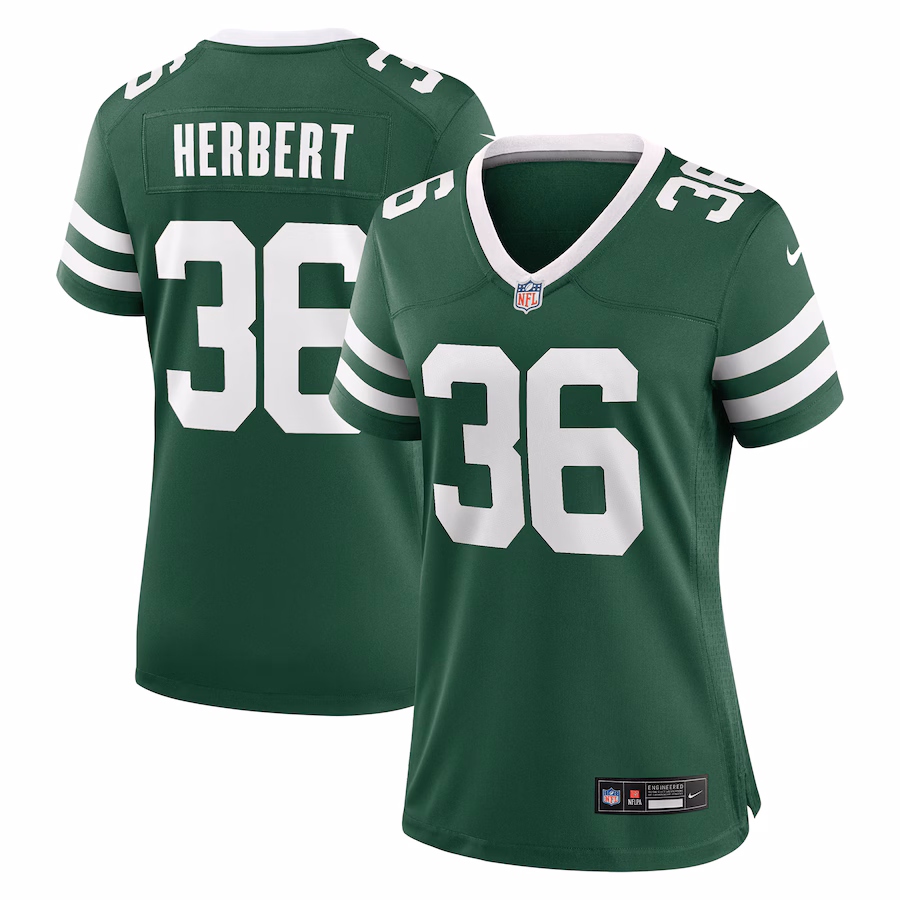 Women's New York Jets Khalil Herbert Nike Legacy Green Team Game Jersey