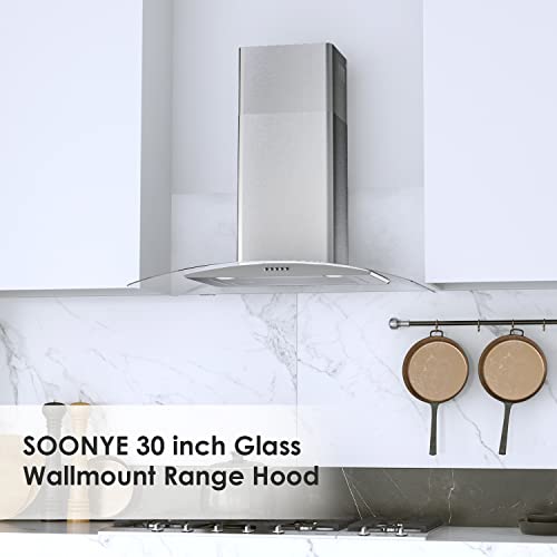 SOONYE Curved Glass Range Hood 30 inch