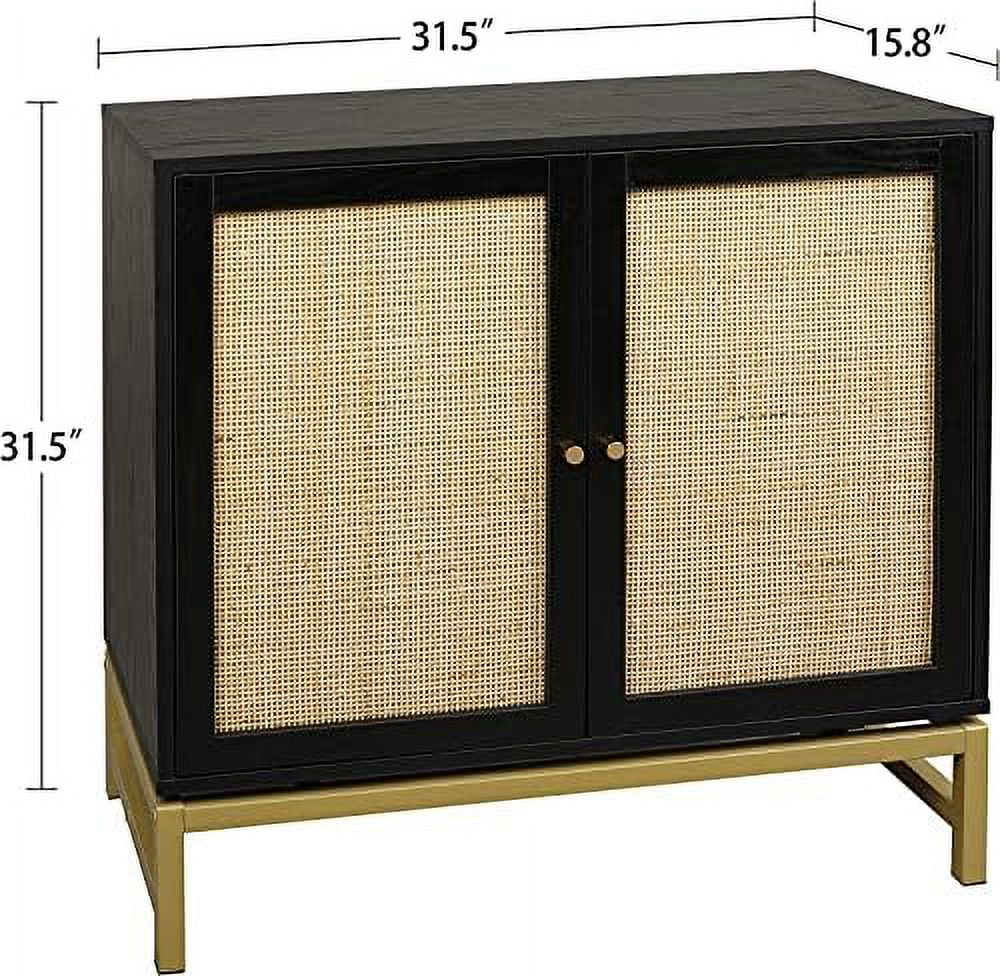 JDZHAPPYLIFE Rustic Farmhouse Buffet Sideboard Cabinet  Natural Rattan Coffee  Accent  Cabinet ith Metal Frame  2 Cane Doors  Wood Kitchen Sideboard Console Table for Dining Room  Living - Curated Treasures Market