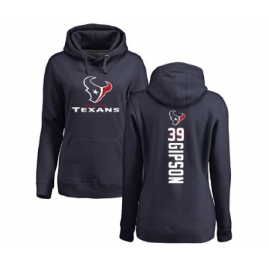 Football Women's Houston Texans #39 Tashaun Gipson Navy Blue Backer Pullover Hoodie