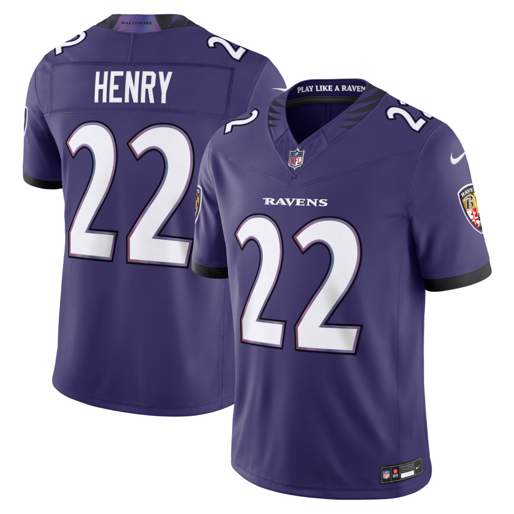 Men's Baltimore Ravens Derrick Henry Nike Purple Vapor F.U.S.E. Sewn Down Limited Jersey
