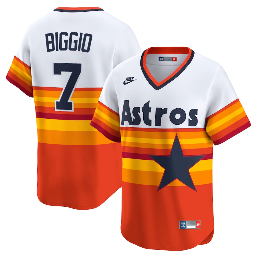 Men's Houston Astros Craig Biggio Nike White Throwback Cooperstown Collection Limited Player Jersey
