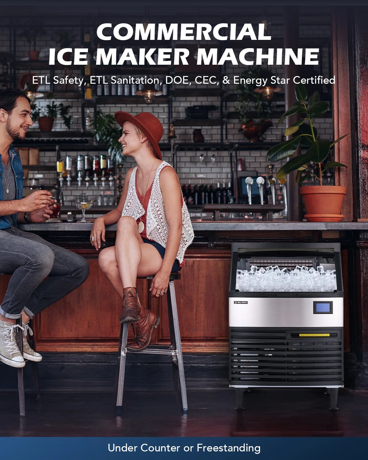 WILPREP Commercial Ice Maker 175lb Daily Production with 90pc Yield 78lb Storage - Curated Treasures Market