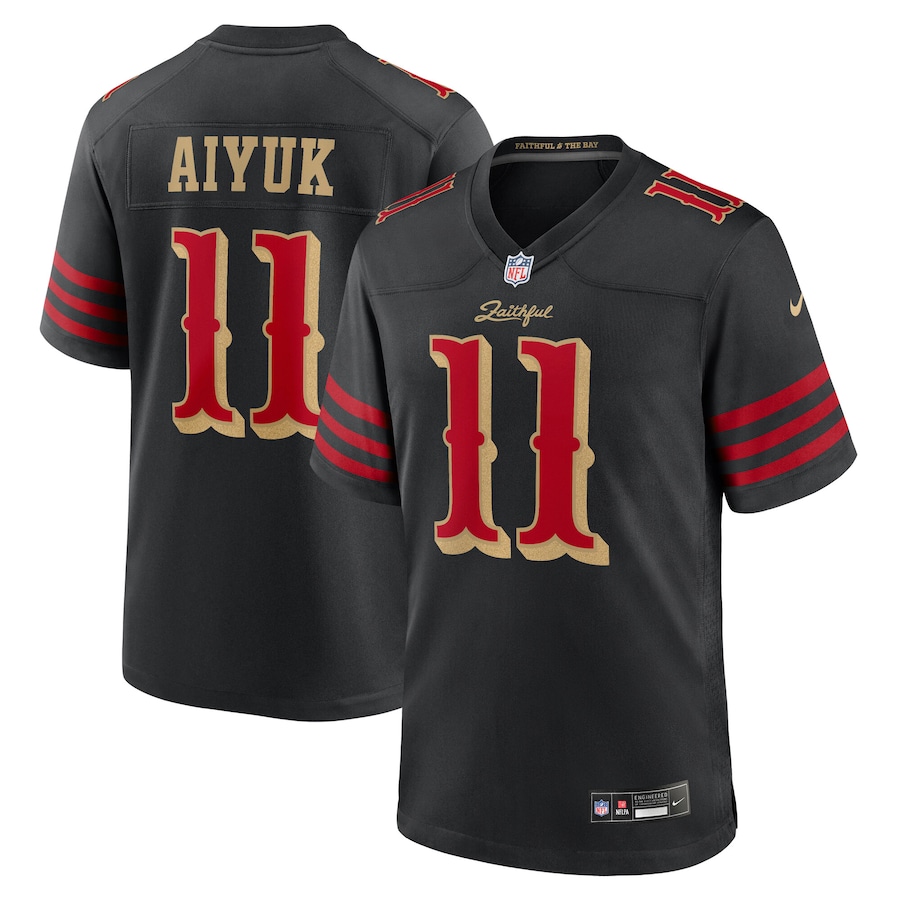 Men's San Francisco 49ers Brandon Aiyuk Nike Black 2025 Rivalries Collection Game Jersey