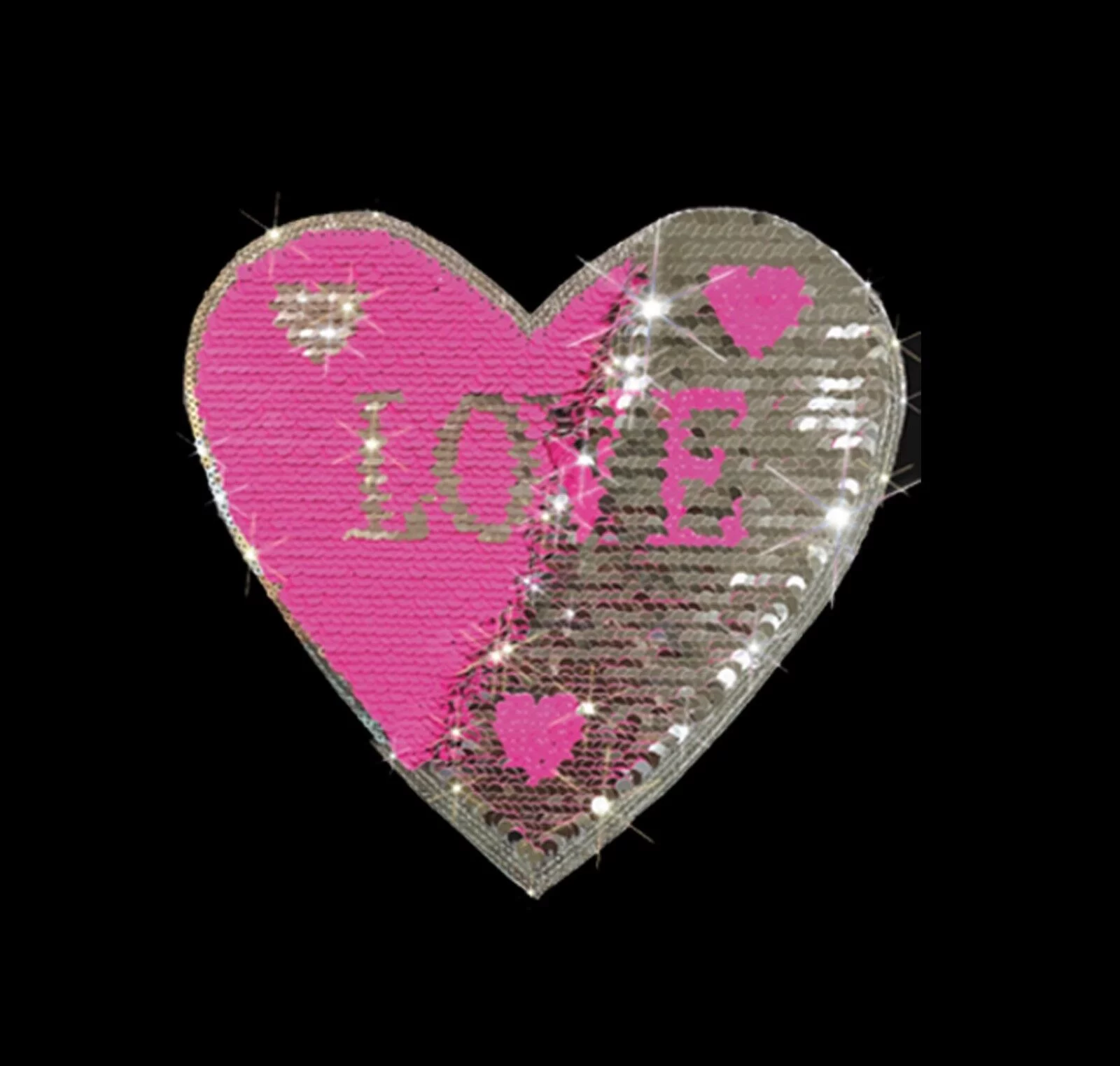 XtraFly Apparel Mens Pink Silver Heart Reversible Flip Gift Valentine's Sequin Sequined T-Shirt - Curated Treasures Market