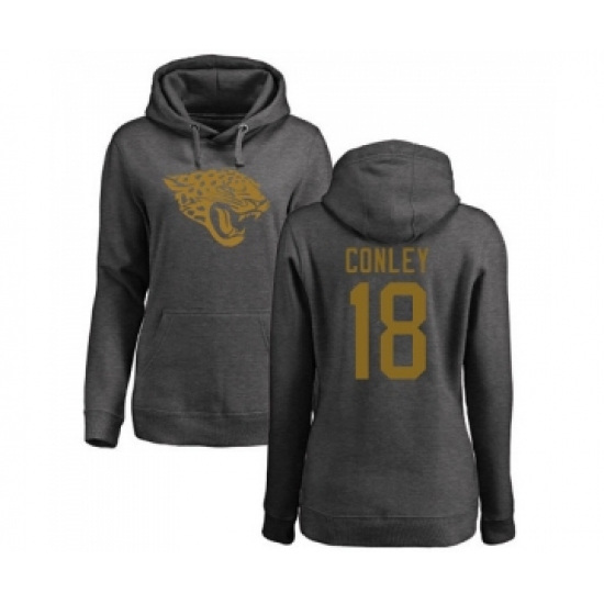 Football Women's Jacksonville Jaguars #18 Chris Conley Ash One Color Pullover Hoodie