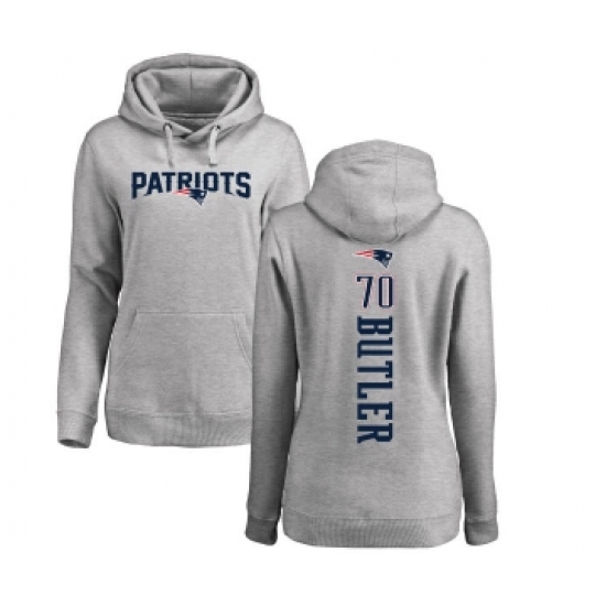 Football Women's New England Patriots #70 Adam Butler Ash Backer Pullover Hoodie
