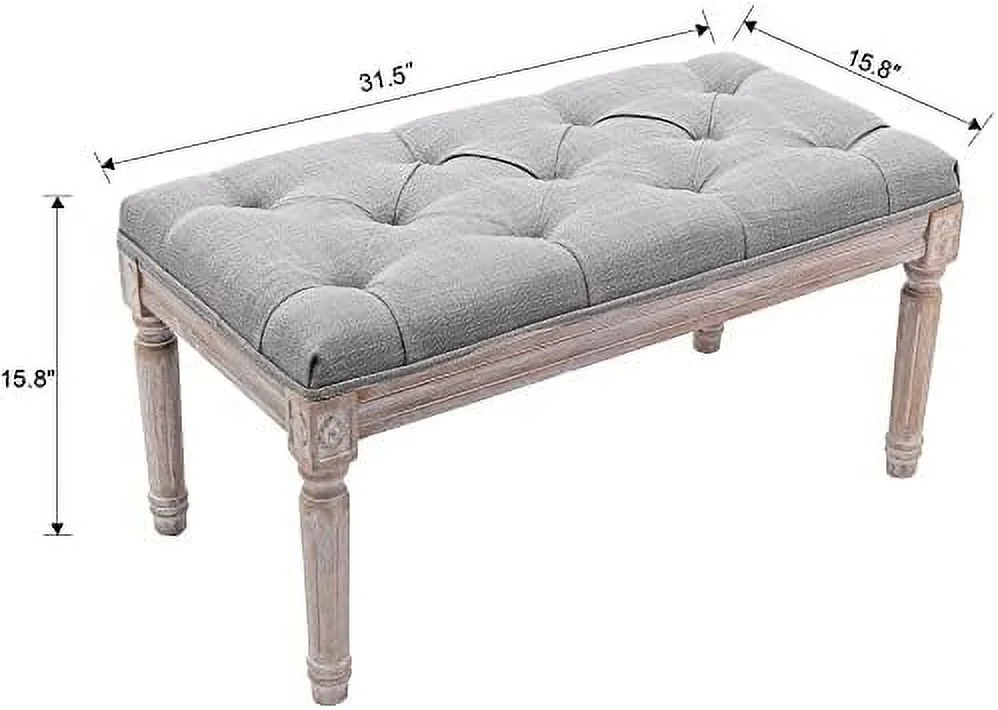 CHYTGBV Fabric Entryway Bench  French Vintage Tufted Upholstered Bedroom Bench Cushion Small Bench Seat  Beige - Curated Treasures Market