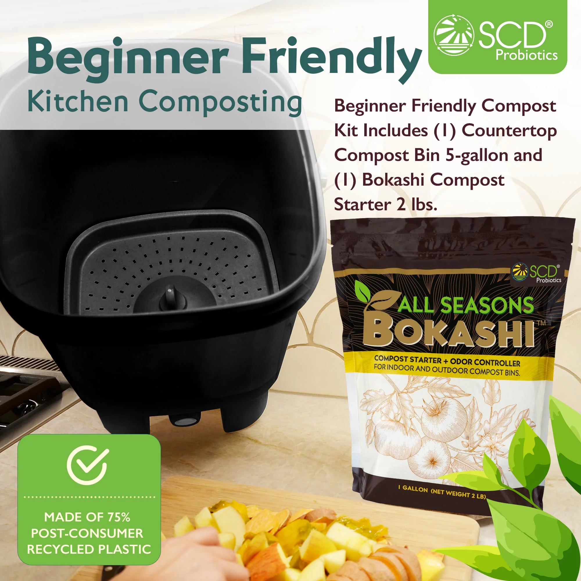 All Seasons Indoor Composter Kit - With All Seasons Bokashi - Black - Curated Treasures Market
