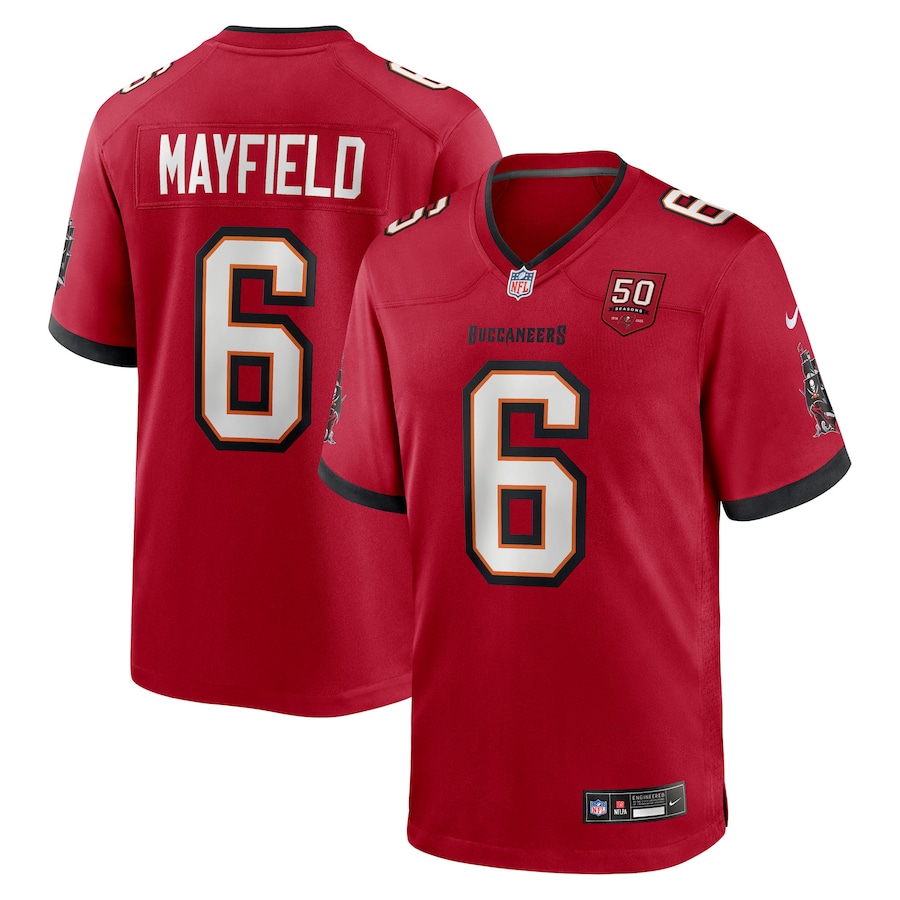Men's Tampa Bay Buccaneers Baker Mayfield Nike Red 50th Season Team Vapor F.U.S.E. Stitched Limited Jersey