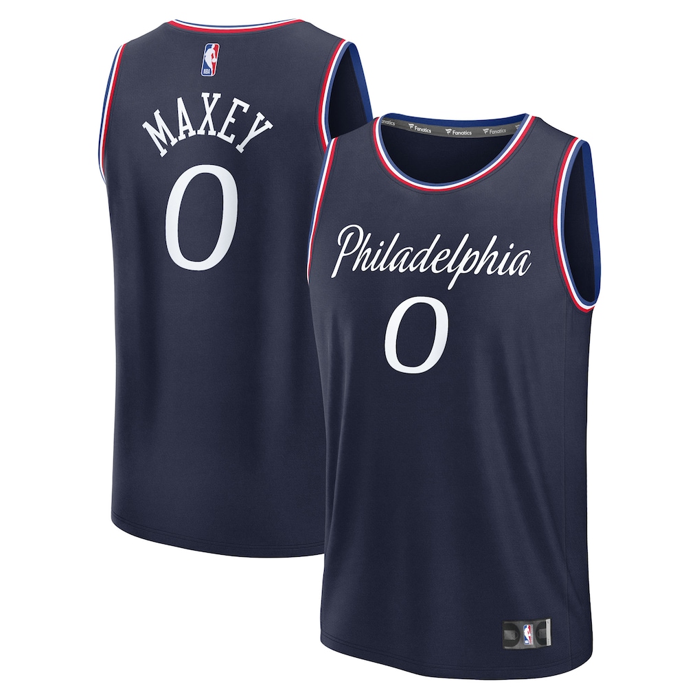 Youth Philadelphia 76ers Tyrese Maxey Fanatics Navy 2025/26 City Edition Fast Break Jersey