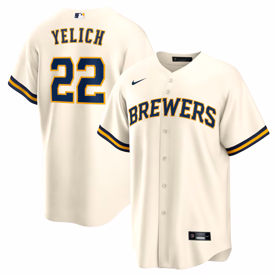 Men's Milwaukee Brewers Christian Yelich Nike Cream Home Replica Player Jersey