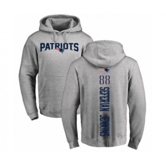 Football New England Patriots #88 Austin Seferian-Jenkins Ash Backer Pullover Hoodie