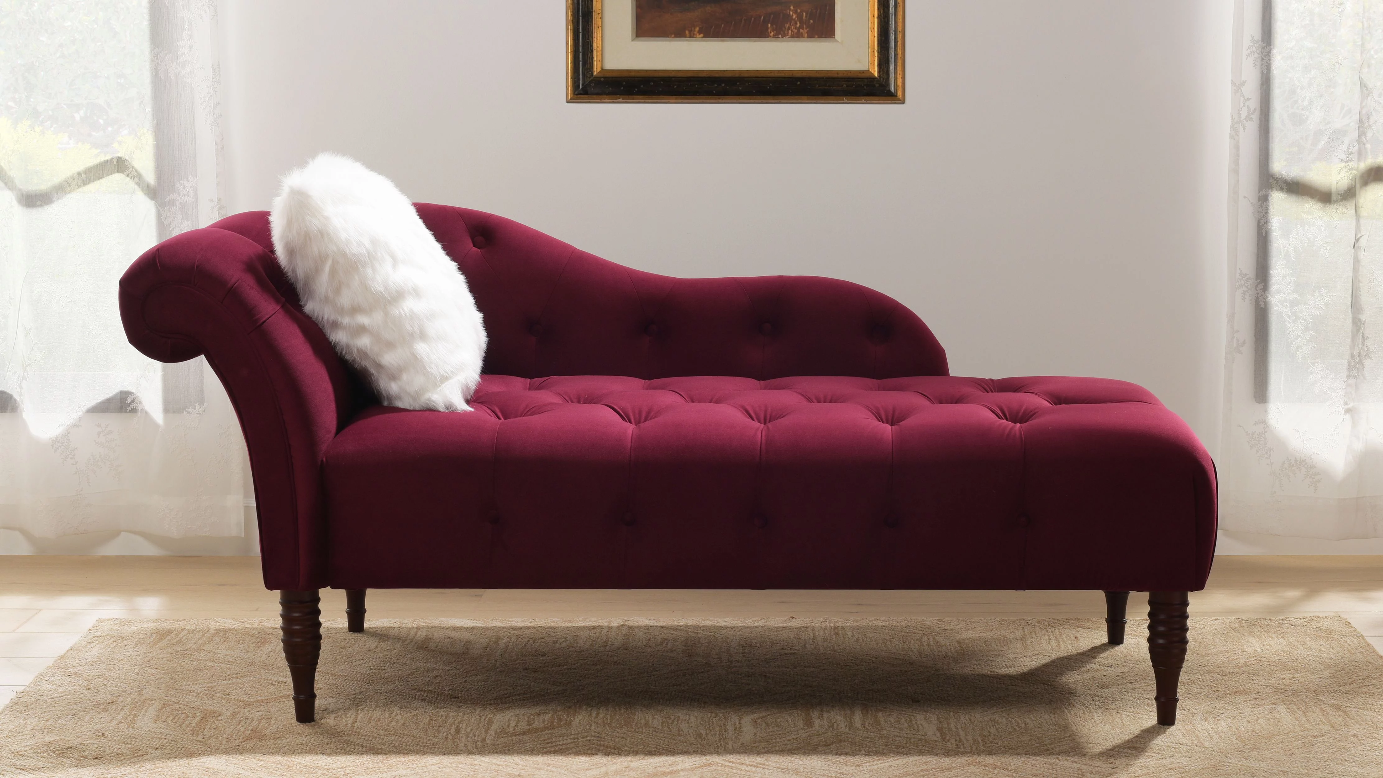 Samuel Tufted Roll Arm Chaise Lounge Burgundy - Curated Treasures Market