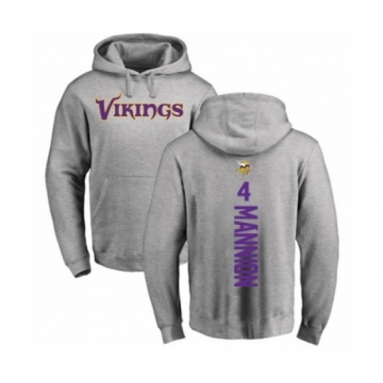 Football Minnesota Vikings #4 Sean Mannion Ash Backer Pullover Hoodie