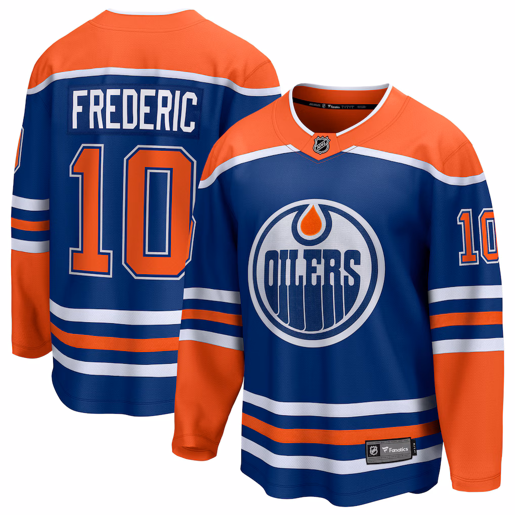 Men's Edmonton Oilers Trent Frederic Fanatics Royal Home Breakaway Jersey