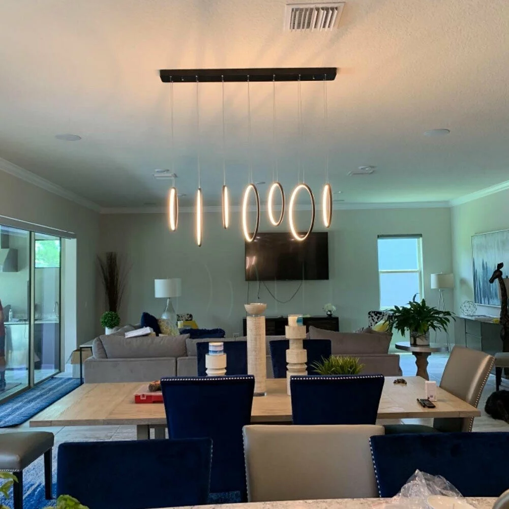 OUKANING 7-Circular Nordic Style LED Island Chandeliers Living Room Modern Hanging Light