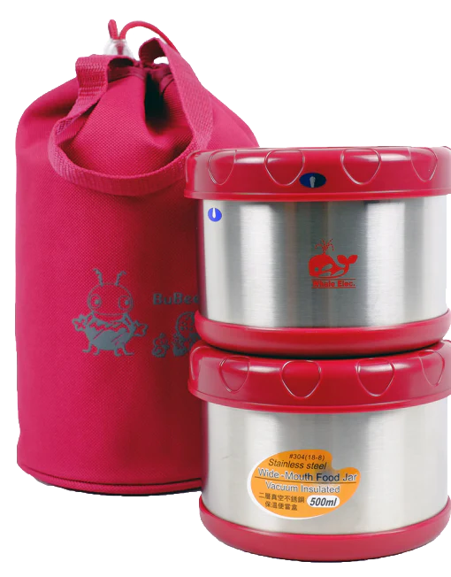 Whale / Sun Kung Thermal Lunch Kit |K1000B| 0.50L x 2-pc, incl carrying bag