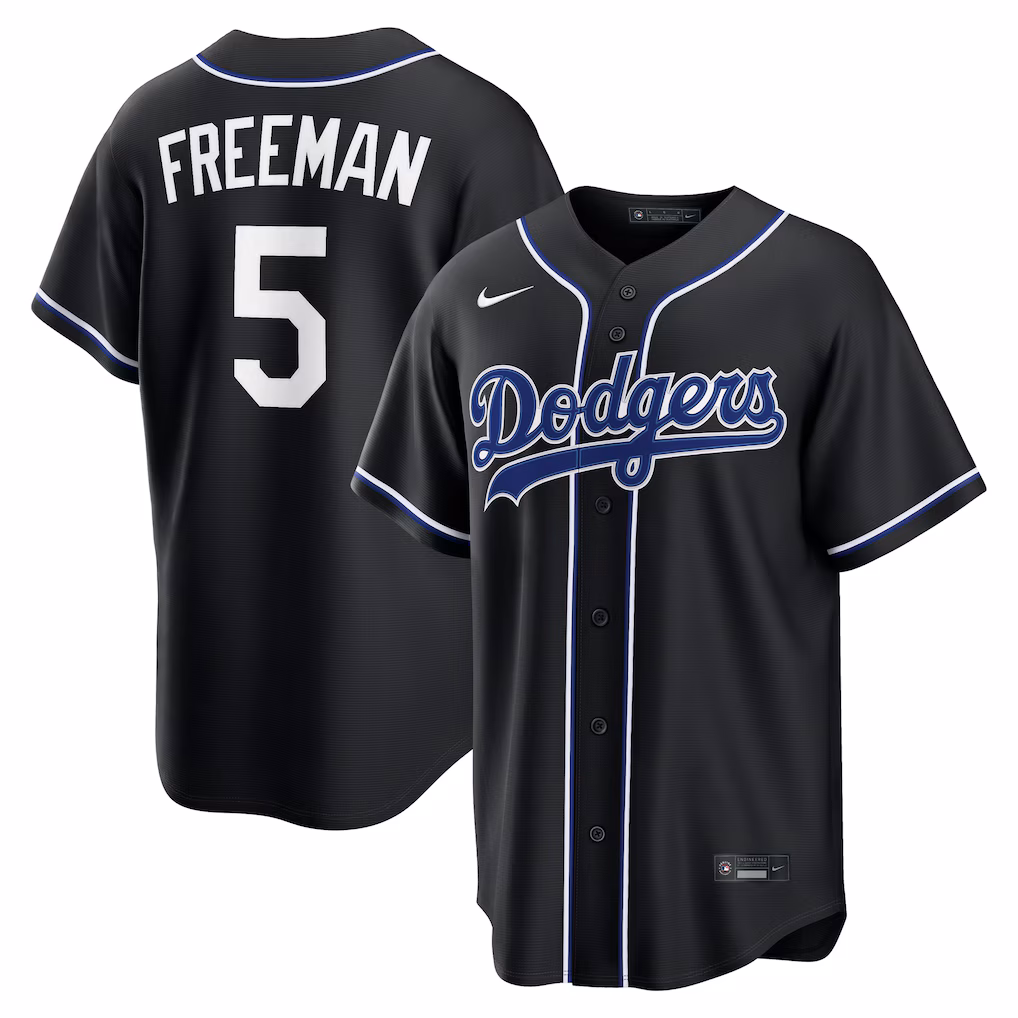 Men's Los Angeles Dodgers Freddie Freeman Nike Fashion Replica Black Out Jersey