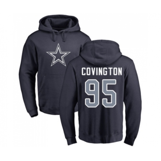 Football Dallas Cowboys #95 Christian Covington Navy Blue Name & Number Logo Pullover Hoodie