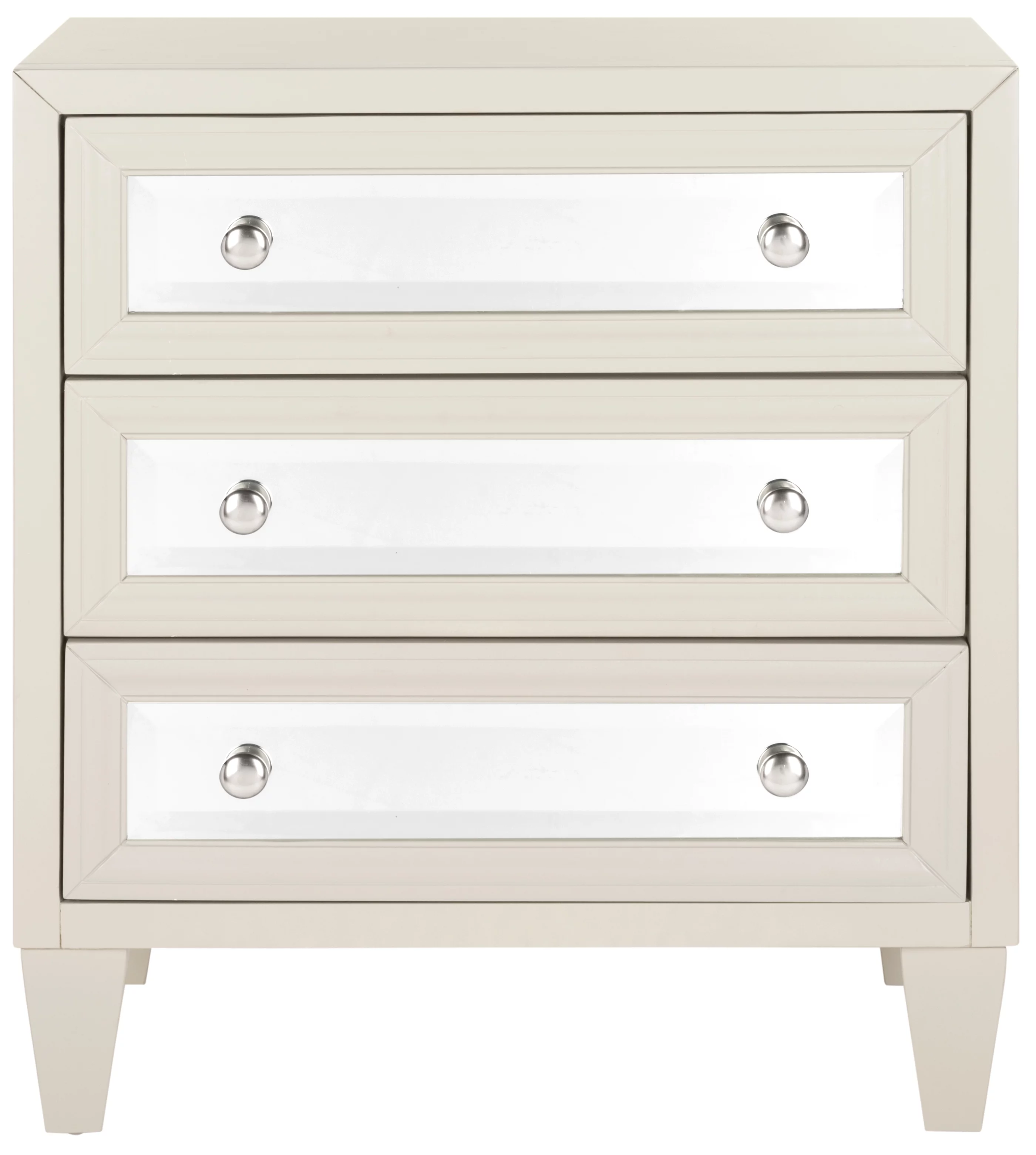 SAFAVIEH Marlon Solid Classic 3 Drawer Mirror Chest. Cream