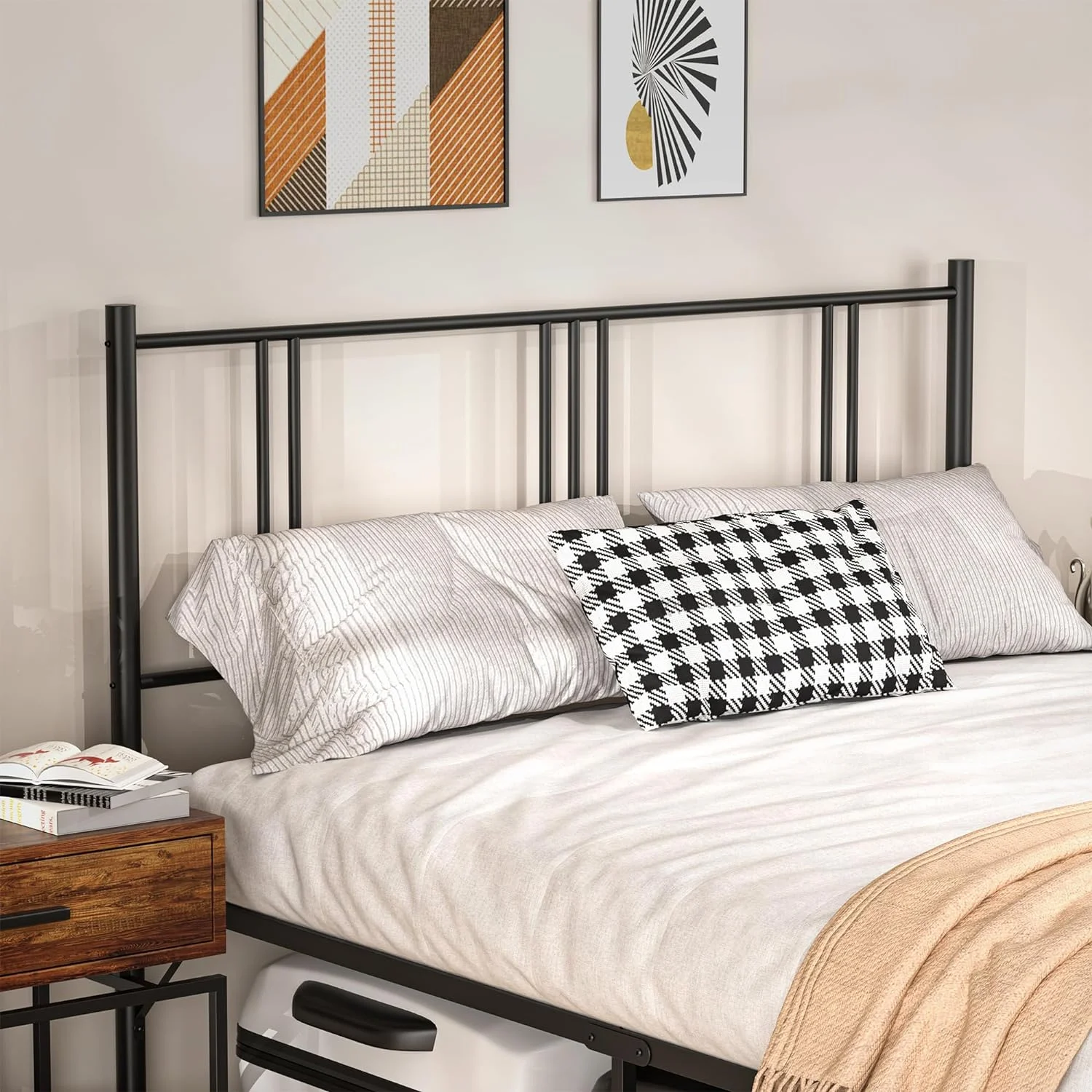 Gounni Queen Steel Bed Frame with Headboard Footboard, Metal Platform Bed