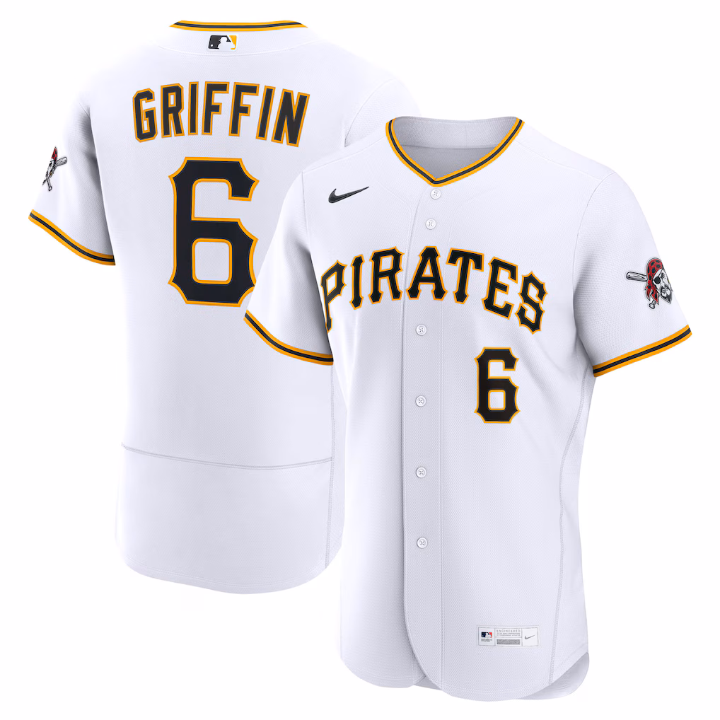 Men's Pittsburgh Pirates Konnor Griffin Nike White Home Authentic Jersey
