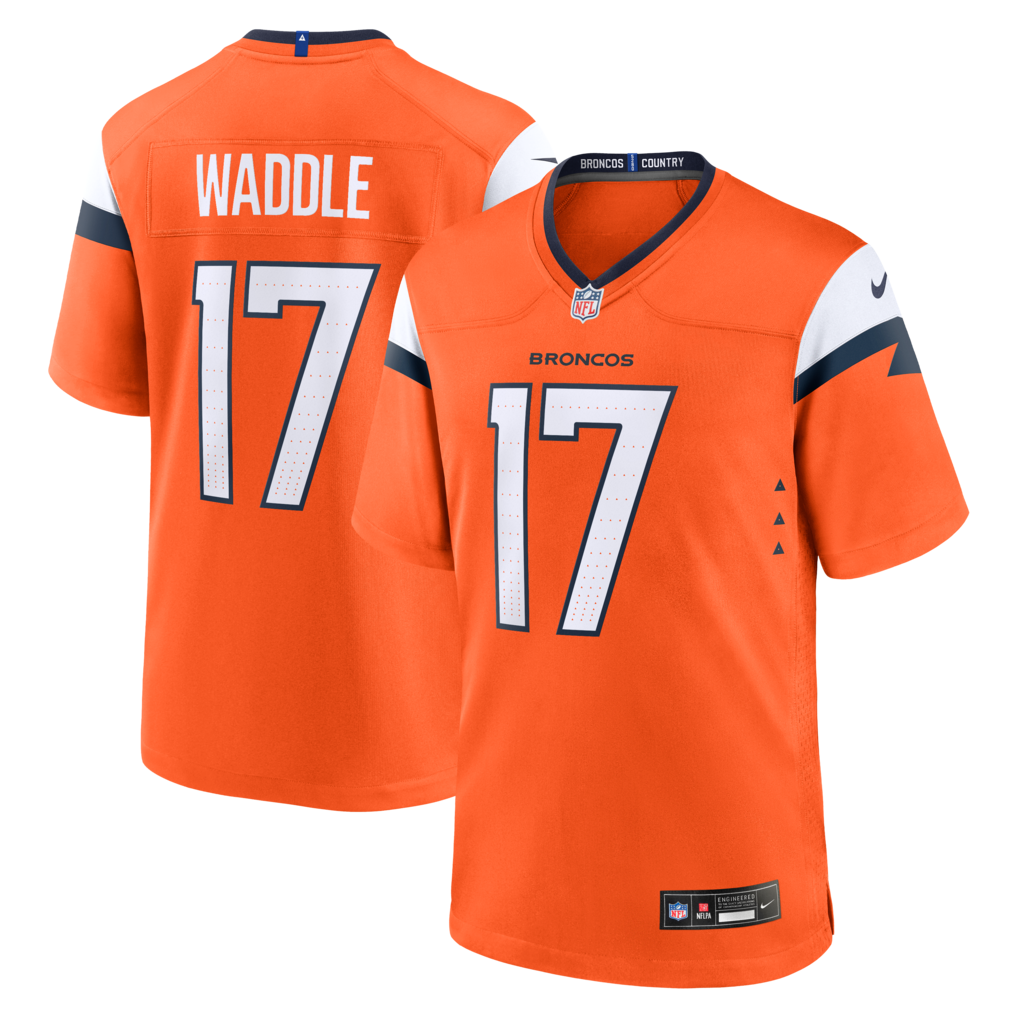 Men's Denver Broncos Jaylen Waddle Nike Orange Game Jersey