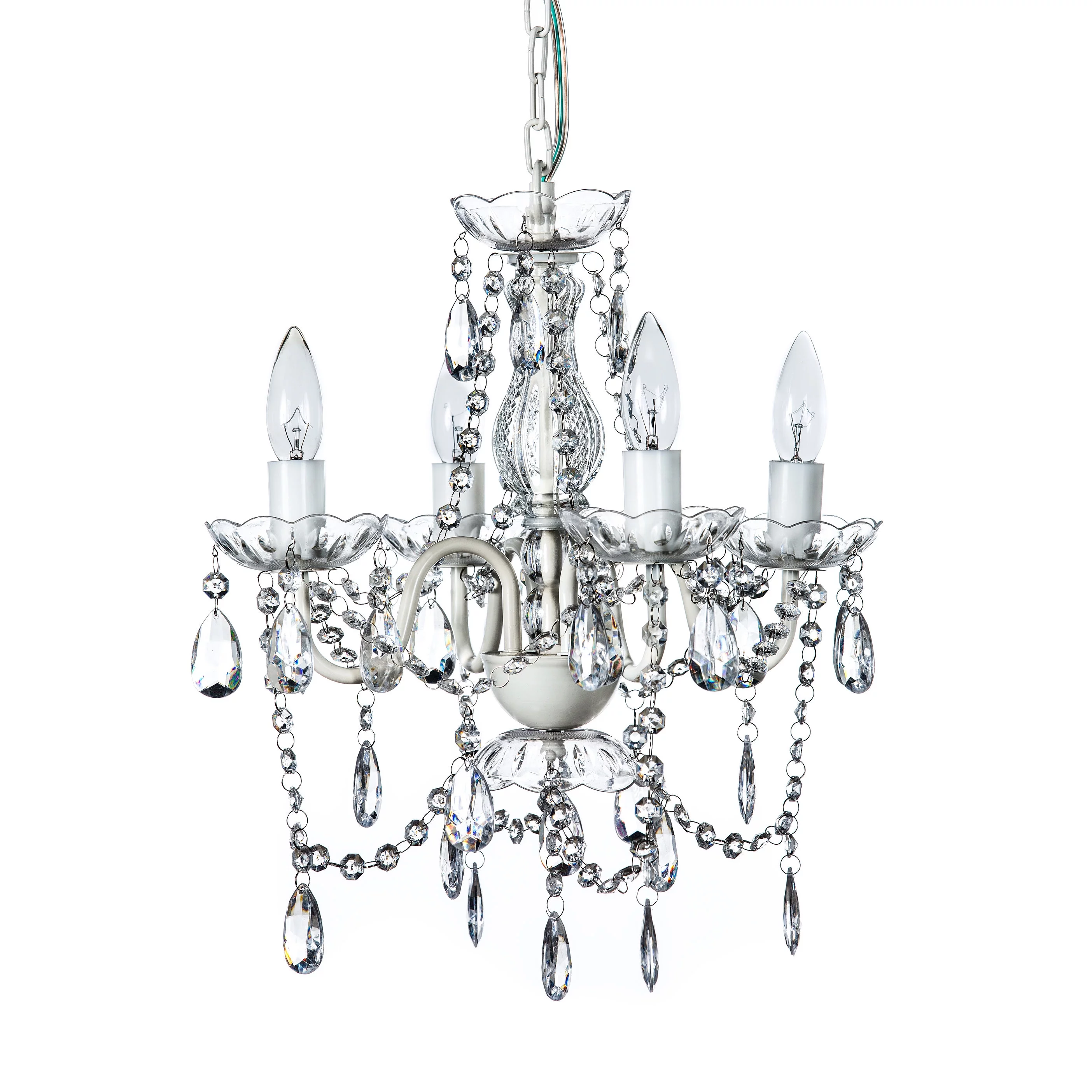 Gypsy Color Acrylic Crystal Chandelier, Clear 4 Light Ceiling Mount