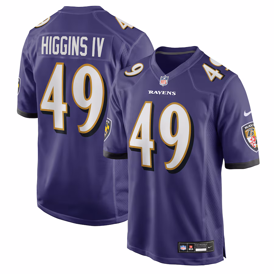 Men's Baltimore Ravens Jay Higgins IV Nike Purple Team Game Jersey