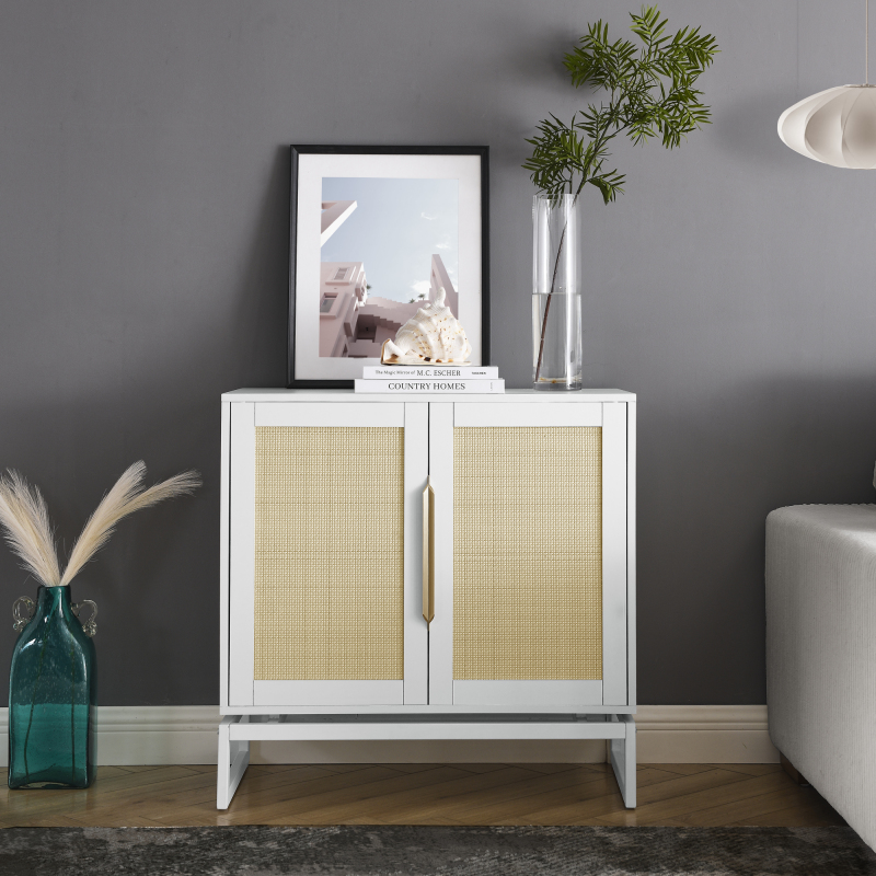 Cabinet,Sideboard,Natural rattan 2 door cabinet,with 1 Adjustable Inner Shelves,rattan - Curated Treasures Market