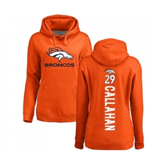 Football Women's Denver Broncos #29 Bryce Callahan Orange Backer Pullover Hoodie