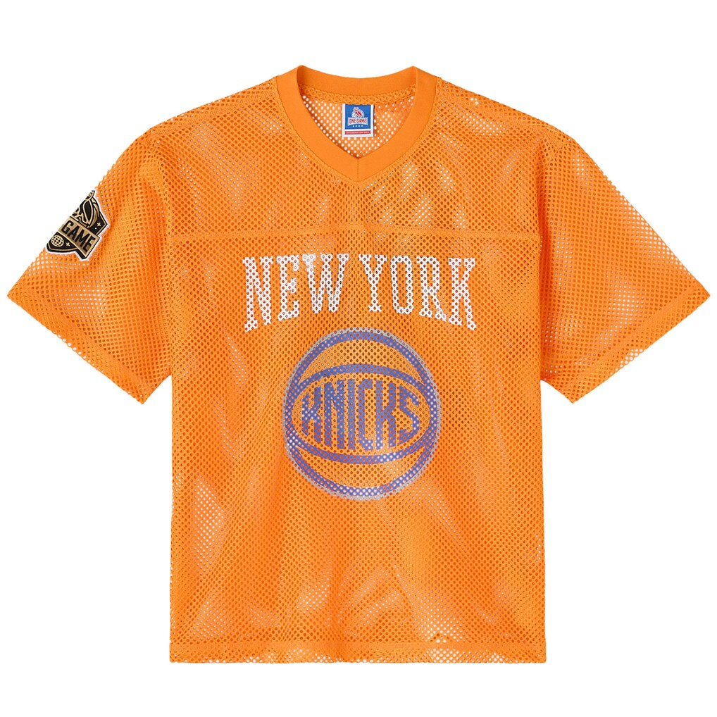 Men's New York Knicks OVO x NBA Orange Mesh Football Fashion Jersey