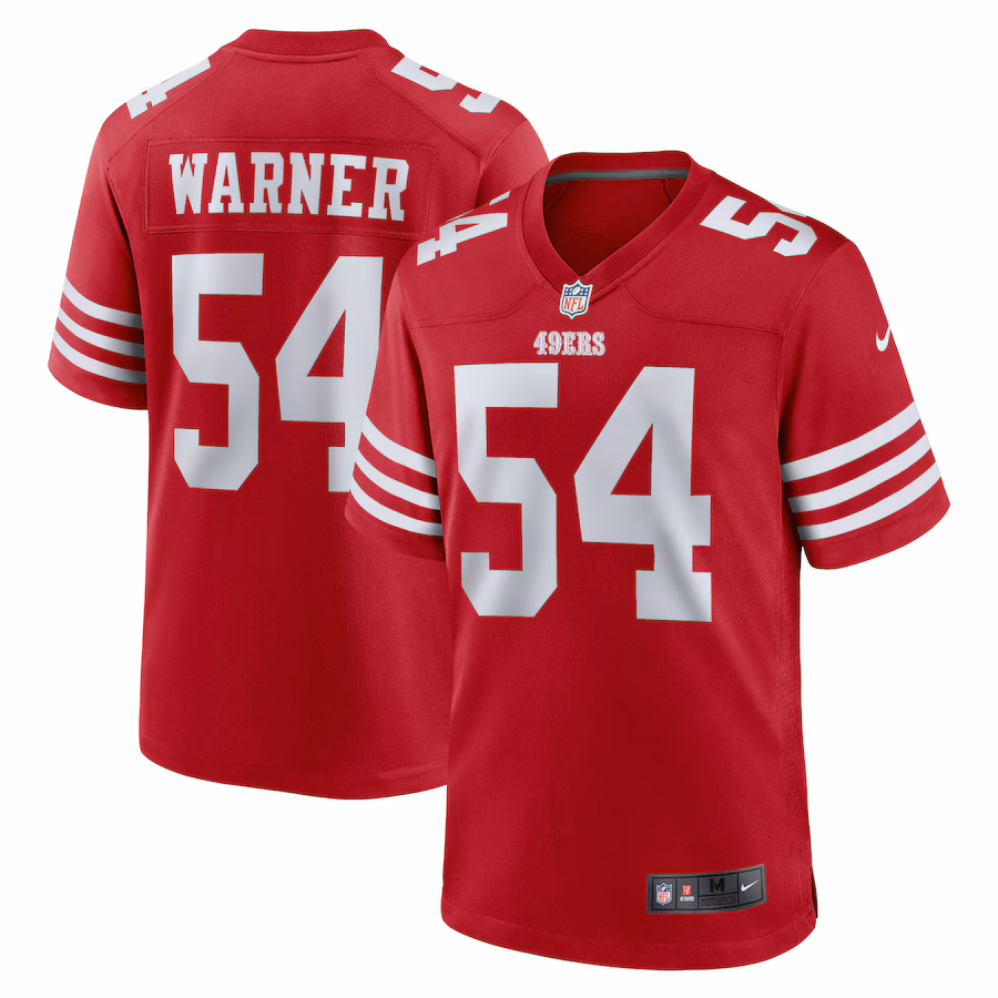 Men's San Francisco 49ers Fred Warner Nike Scarlet Team Game Player Jersey