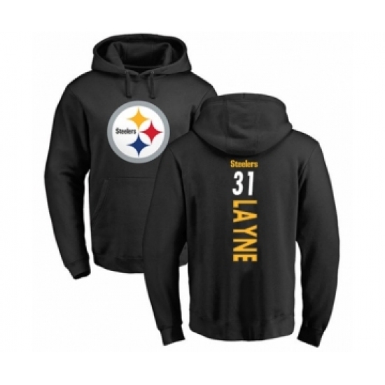 Pittsburgh Steelers #31 Justin Layne Black Backer Pullover Hoodie