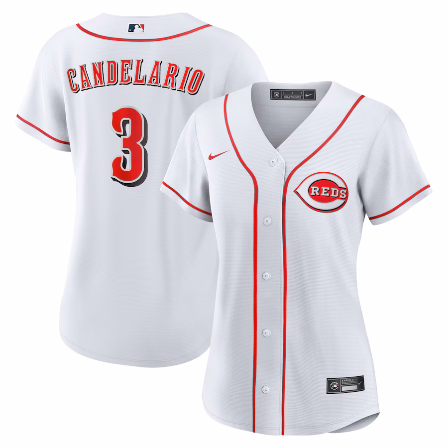 Women's Cincinnati Reds Jeimer Candelario Nike White Home Replica Jersey