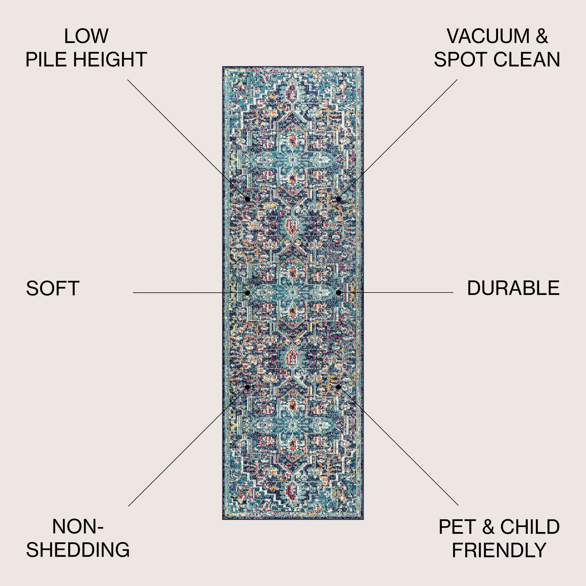 Zafra Vintage Medallion Peacock Blue/Navy 2 ft. x 8 ft. Runner Rug - Curated Treasures Market