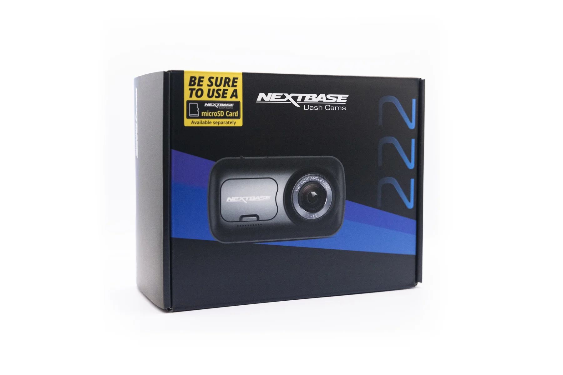 Nextbase 222 Compact Dash Cam in Black 2.5 HD IPS Screen, 1080p Full HD, Intelligent Parking Mode, G Force Sensor, 0.17lbs Assembled.