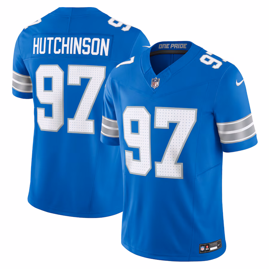 Men's Detroit Lions Aidan Hutchinson Nike Blue Team Vapor F.U.S.E. Limited Jersey