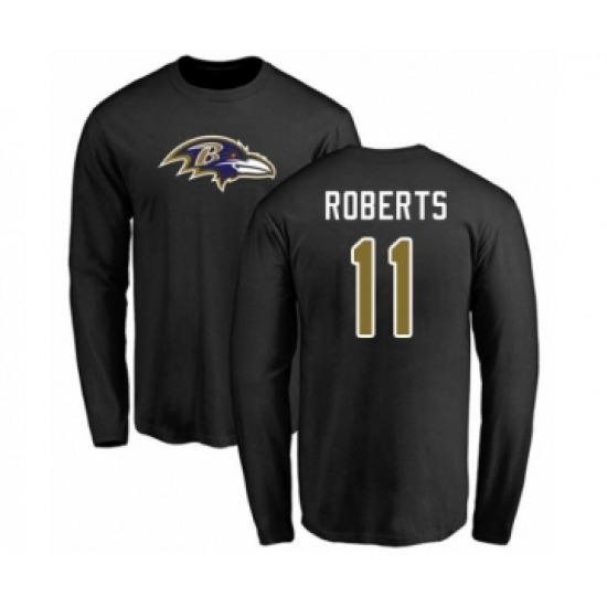 Football Baltimore Ravens #11 Seth Roberts Black Name & Number Logo Long Sleeve T-Shirt