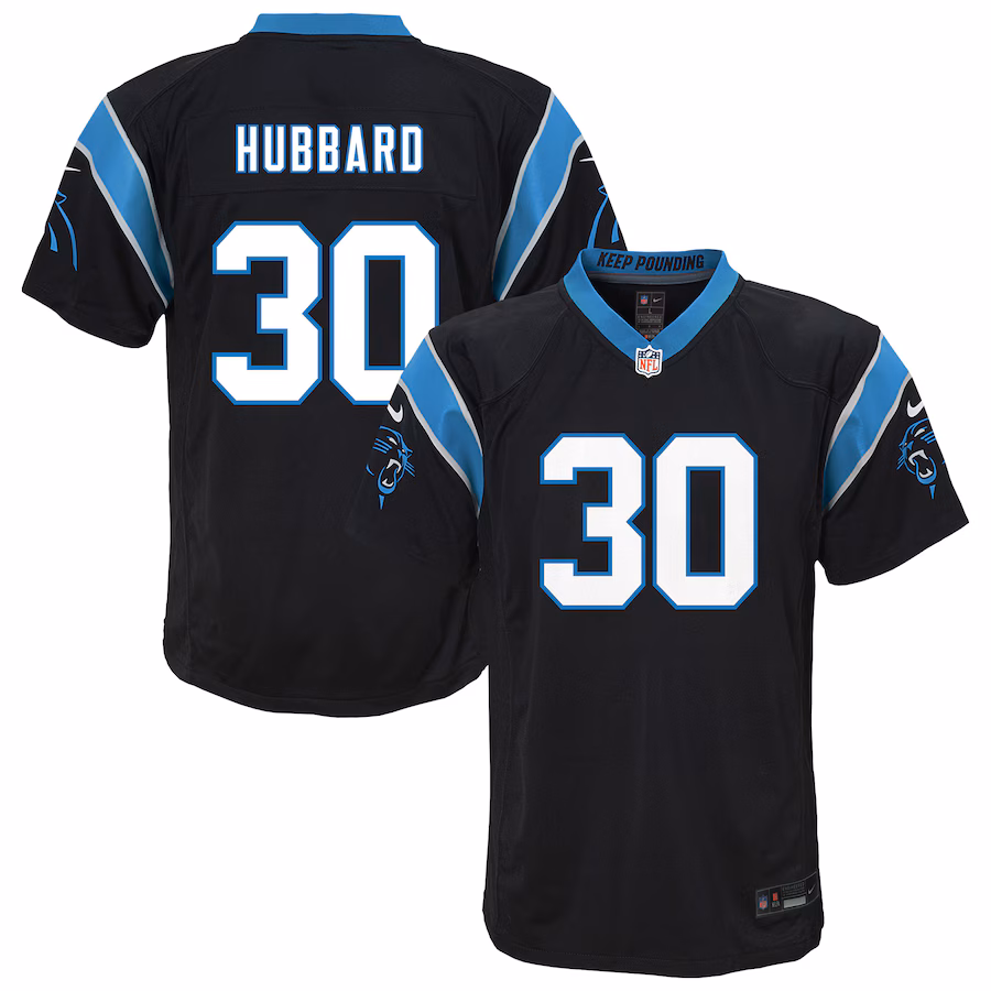Youth Carolina Panthers Chuba Hubbard Nike Black Team Game Jersey