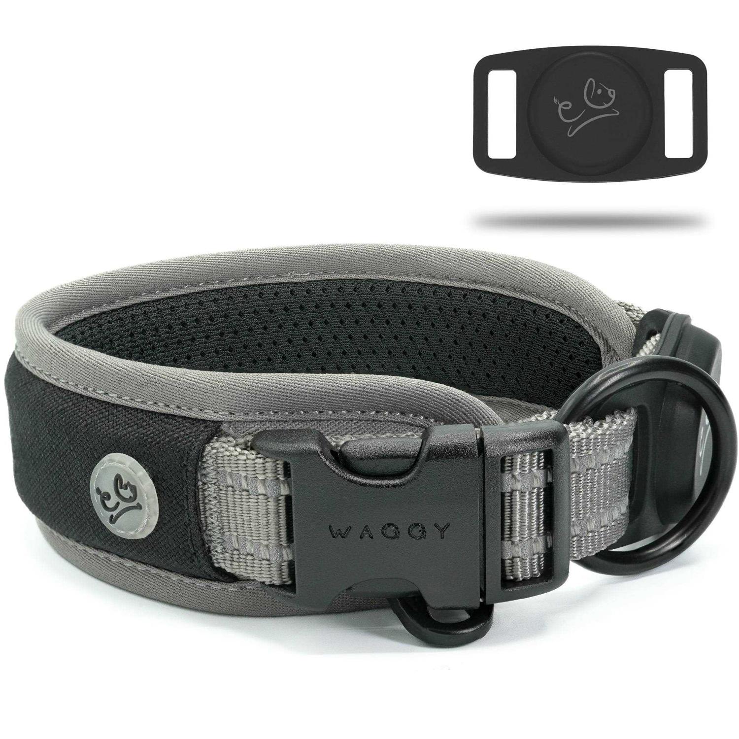 Premium Dog Collar Apple Airtag Holder – Adjustable Heavy Duty 3M Reflective No Chafing Ultra Soft Air Mesh Padded w/Quick Release Buckle Pet