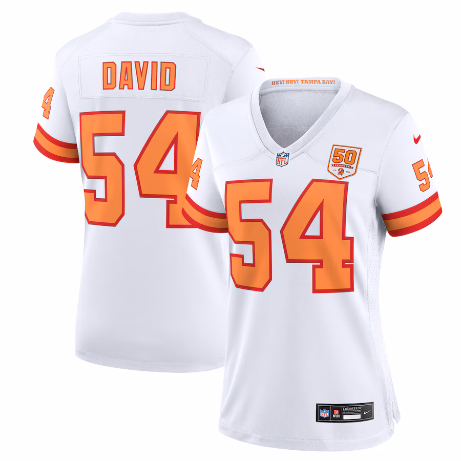 Women's '76 Tampa Bay Buccaneers Lavonte David Nike White 50th Season Game Jersey