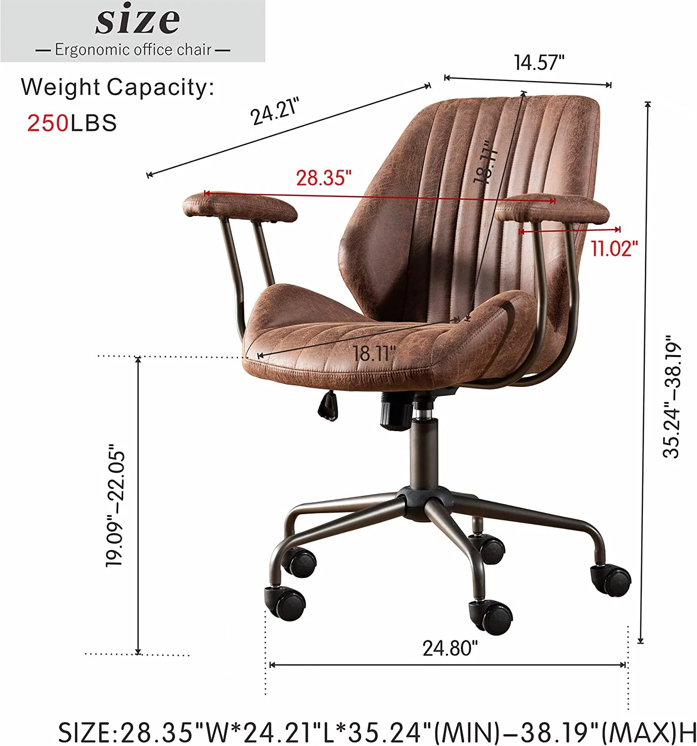 Ergonomic Office Chair, Modern Computer Desk Chair High Back Suede Fabric Desk Chair with Lumbar Support for Executive or Home Office (Brown) - Curated Treasures Market